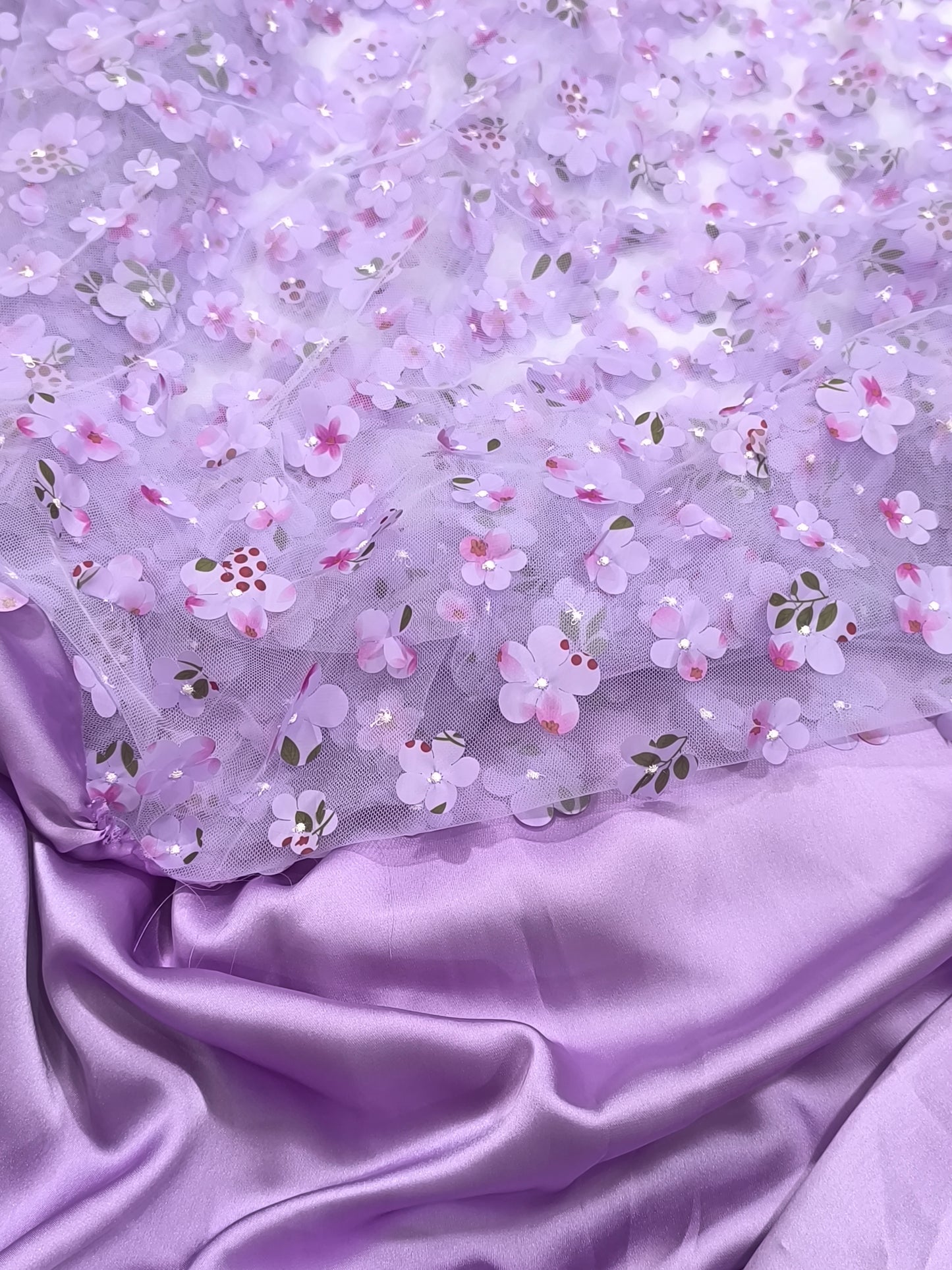 3D FOLWER FANCY 3PC DRESS FANCY  Wear 3D LILAC FLOWER
