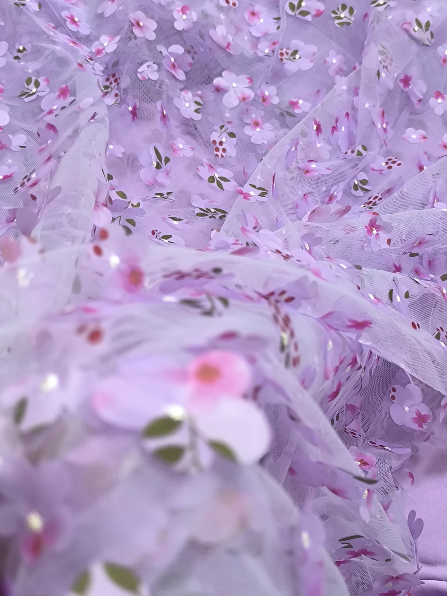 3D FOLWER FANCY 3PC DRESS FANCY  Wear 3D LILAC FLOWER