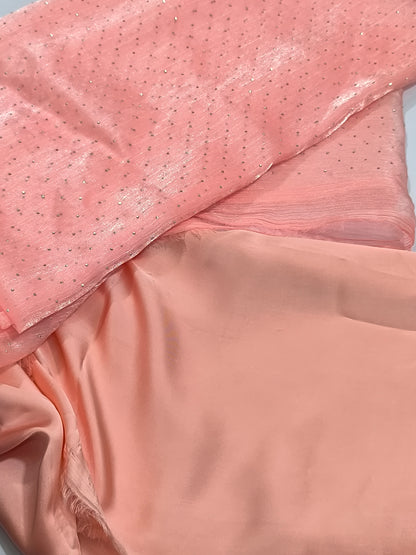 uxury 3PC Fancy Dress MUKESH PEACHY PINK