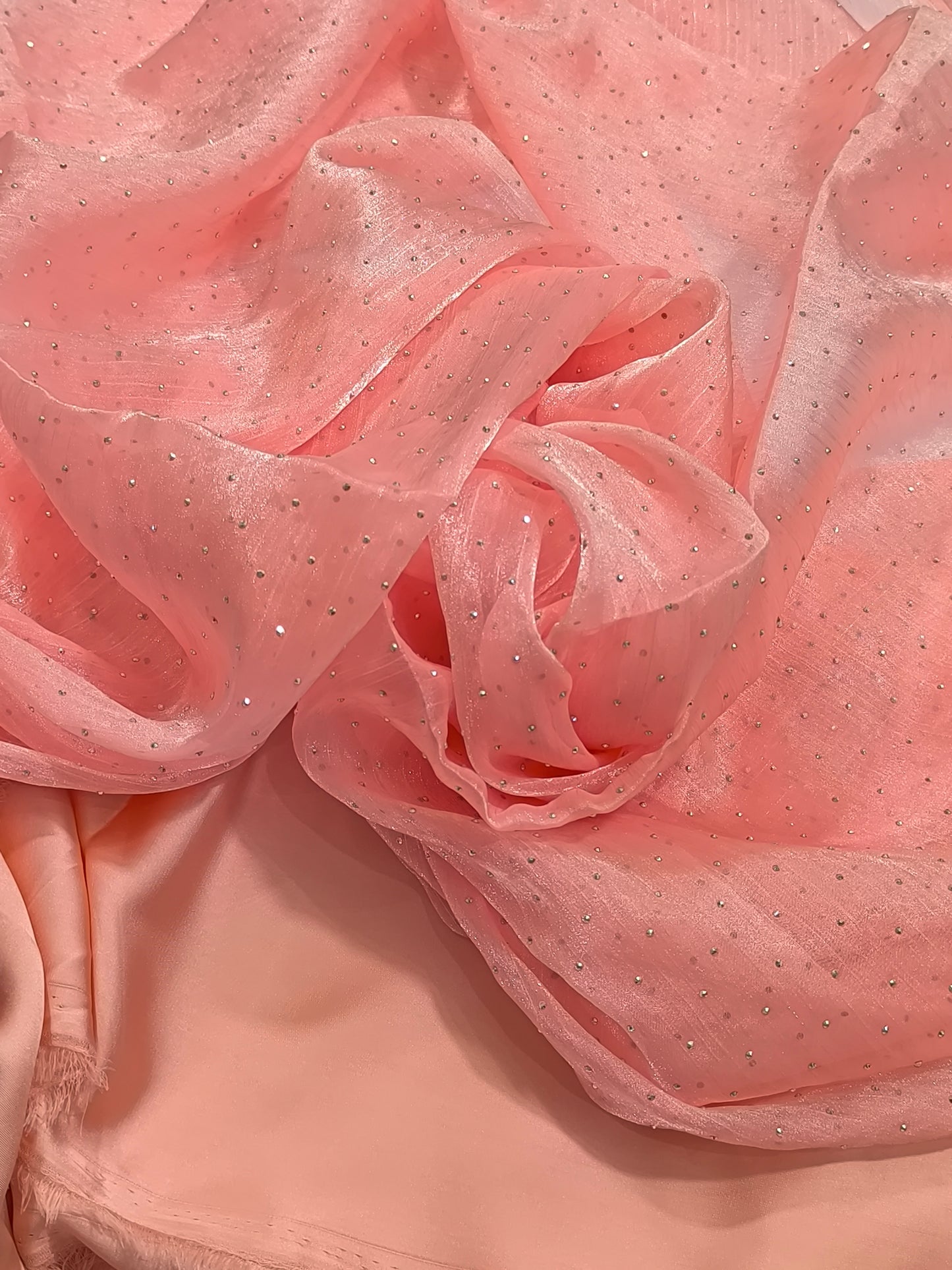 uxury 3PC Fancy Dress MUKESH PEACHY PINK