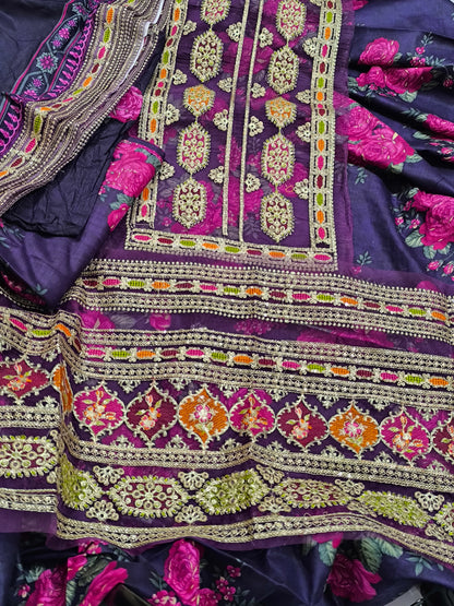 3PC Linen Dress Replica of Aneelas – SABYASACHI PURPLE