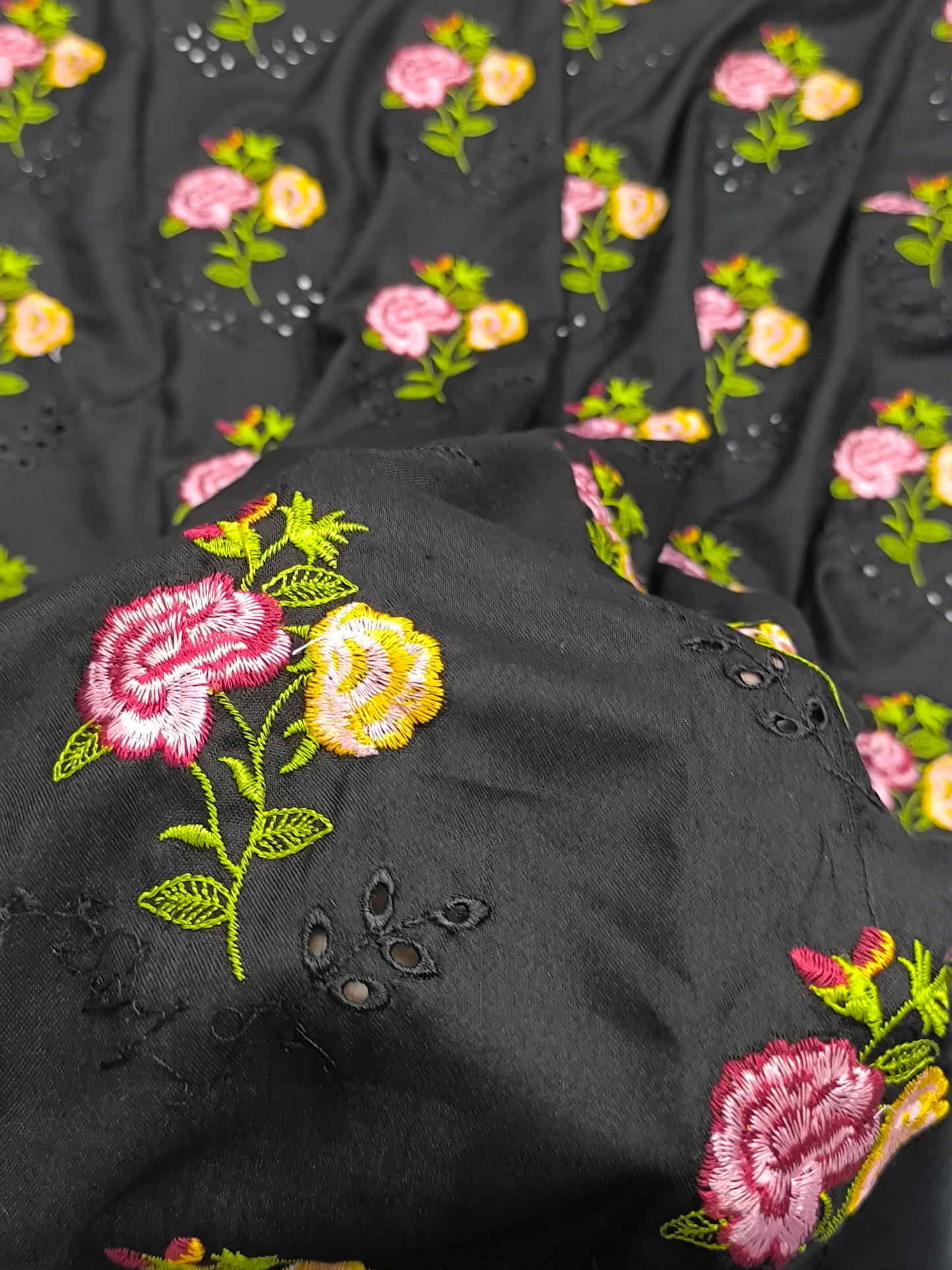 2PC Dhanak Winter Dress for Women2PCBLACK2FLOWER