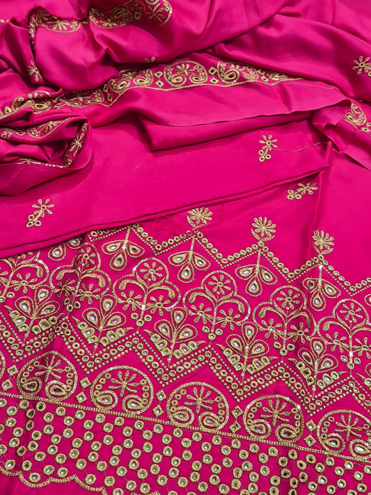 Elegant 3PC Dhanak Embroidered Suit for Women – STRUCK PINK