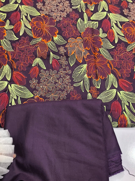 Breeze 5 meter– Heavy Embroidered Shawl PATA PURPLE