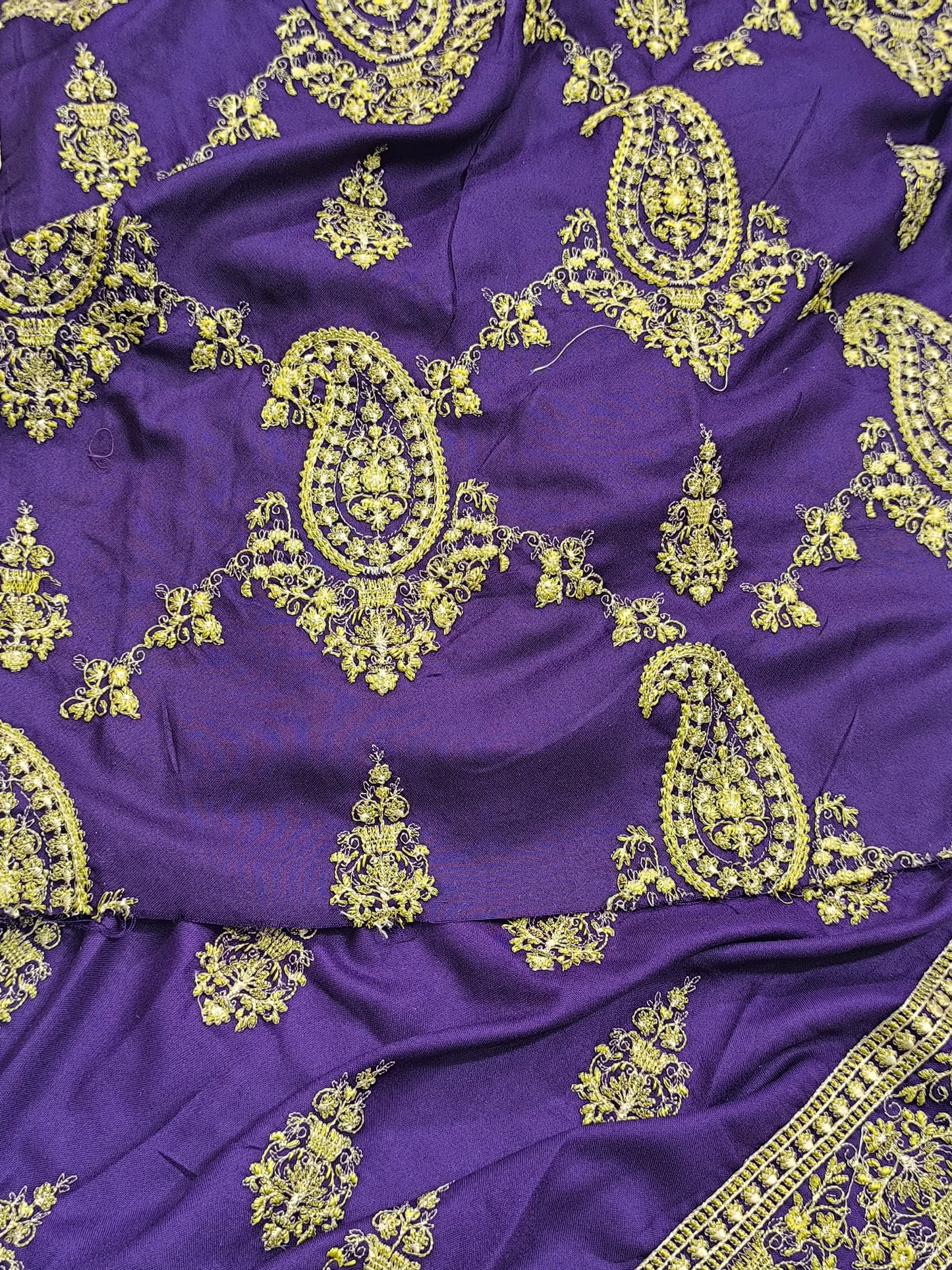 Breeze Replica 3PC Dhanak Suit for Women – Heavy Embroidered shawl paan jaal PURPLE