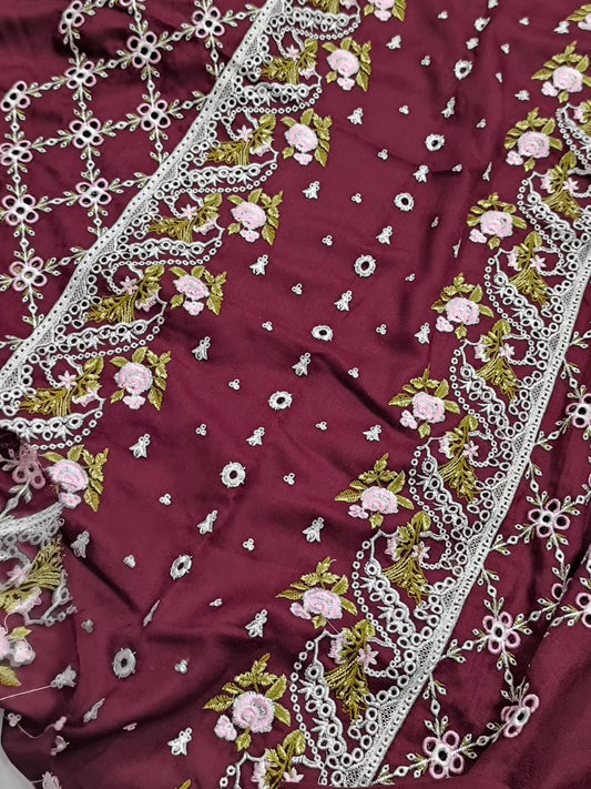 2PC Dhanak Winter Dress sobia nazir maroon