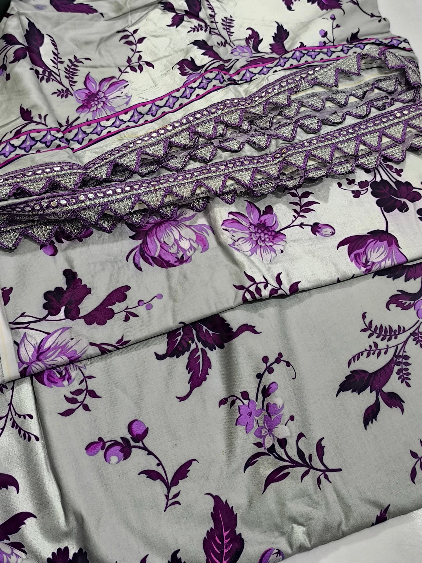 Aneela’s Replica 3PC Linen Dress for Women –LILAC LINEN