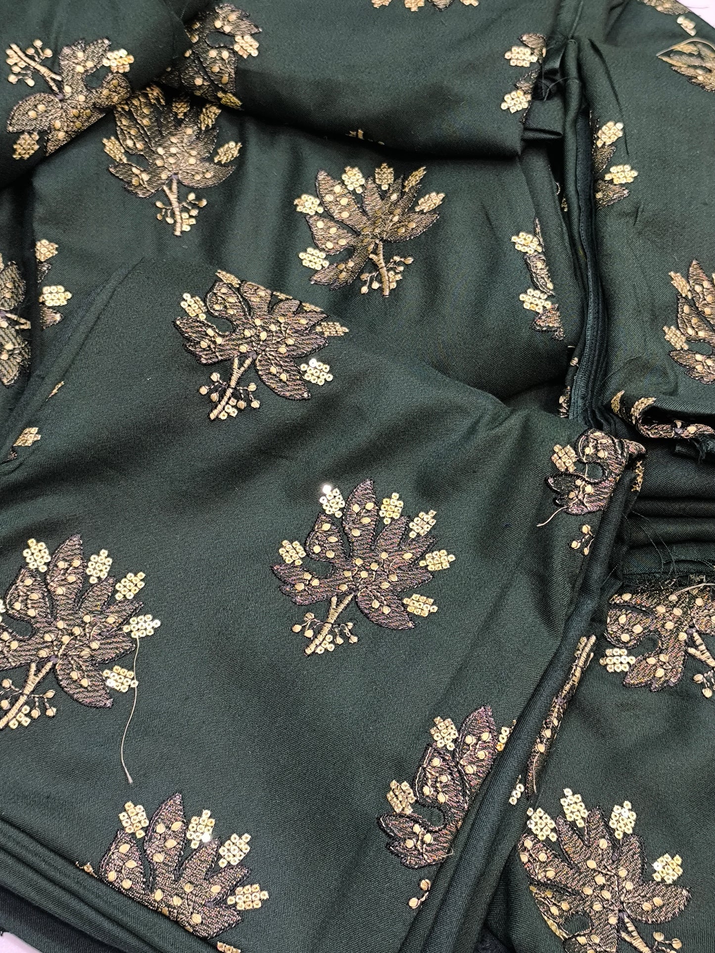 2PC Heavy Embroidered Suit for Women | Side Sleeves GREENPATANEW
