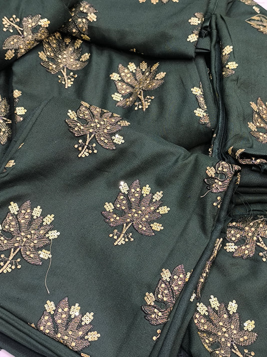 2PC Heavy Embroidered Suit for Women | Side Sleeves GREENPATANEW