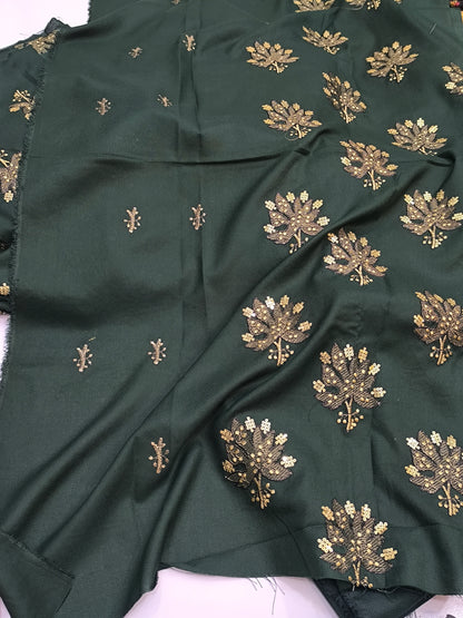 2PC Heavy Embroidered Suit for Women | Side Sleeves GREENPATANEW