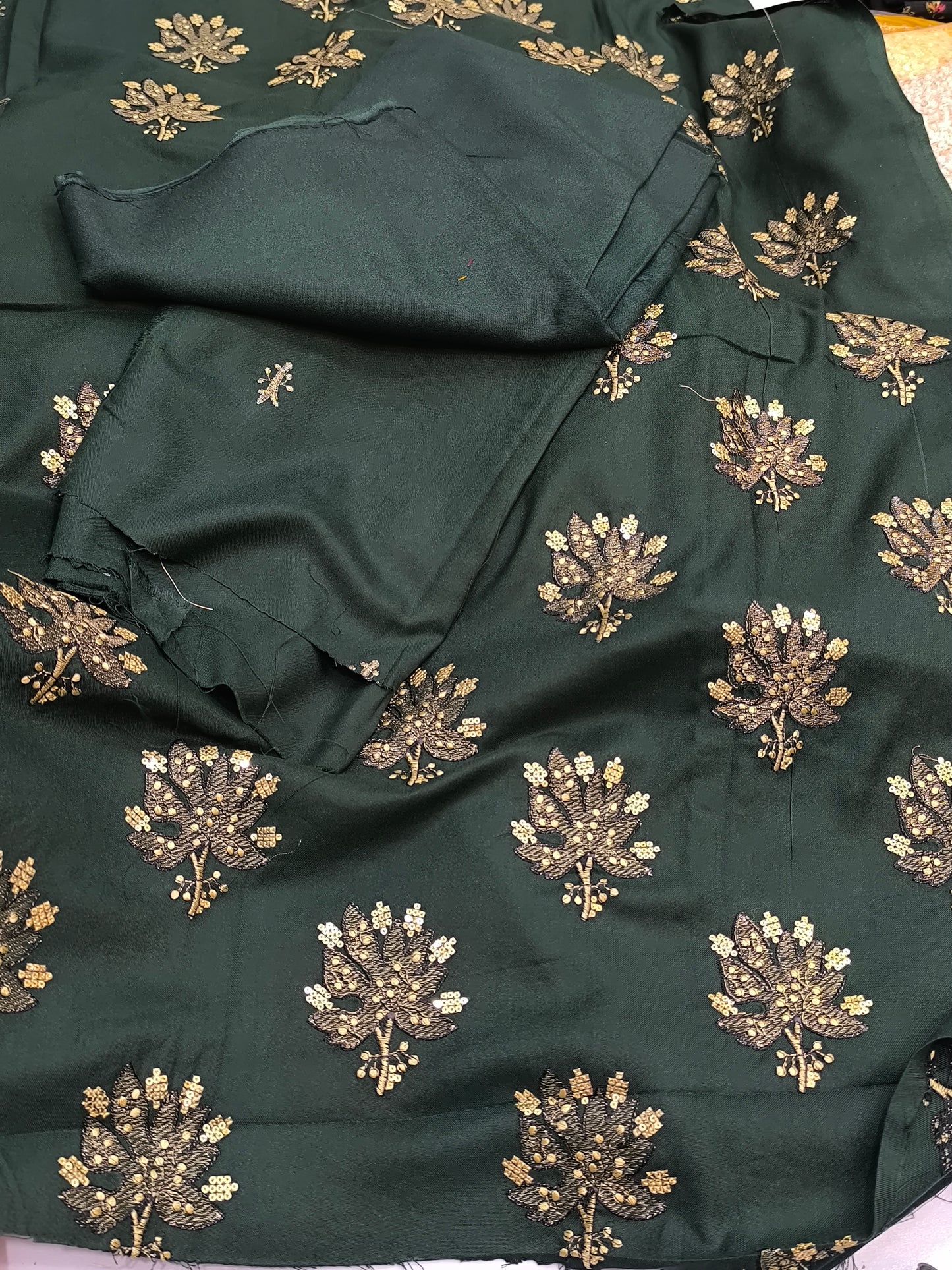 2PC Heavy Embroidered Suit for Women | Side Sleeves GREENPATANEW