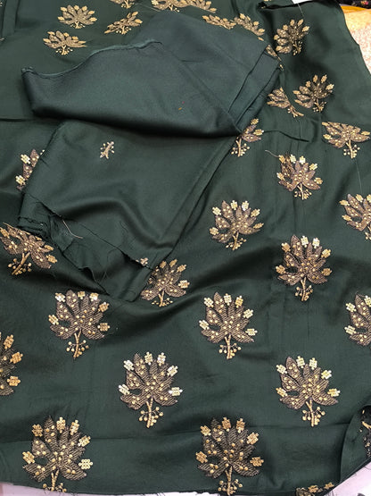 2PC Heavy Embroidered Suit for Women | Side Sleeves GREENPATANEW