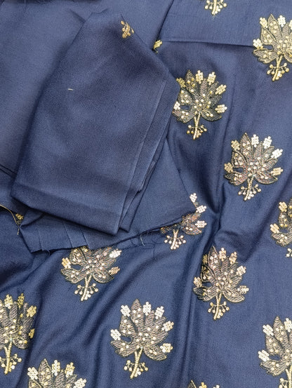Heavy Embroidered Dhanak Shirt with Tila Sequence & Wool Shawl | Side Sleeves | 45 Inch Length ZINKNEWPATTA
