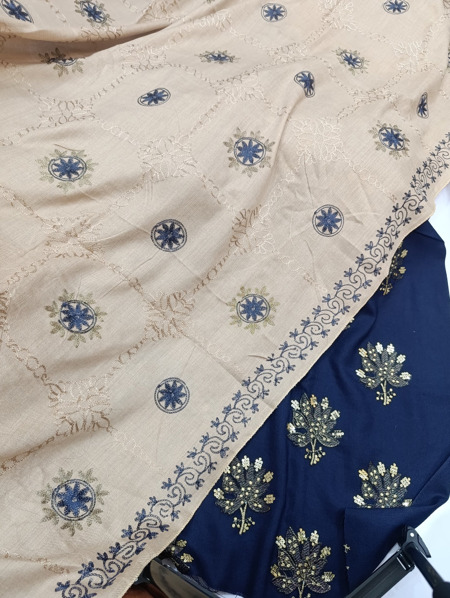 Heavy Embroidered Dhanak Shirt with Tila Sequence & Wool Shawl | Side Sleeves | 45 Inch Length ZINKNEWPATTA