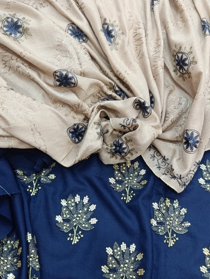 Heavy Embroidered Dhanak Shirt with Tila Sequence & Wool Shawl | Side Sleeves | 45 Inch Length ZINKNEWPATTA