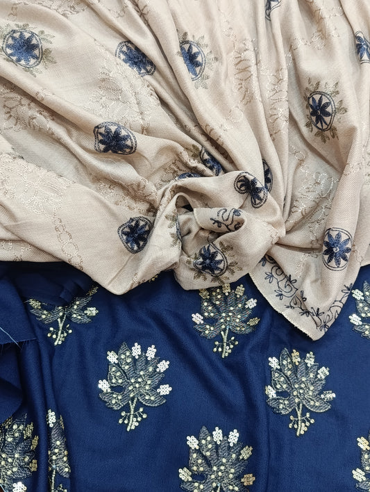 Heavy Embroidered Dhanak Shirt with Tila Sequence & Wool Shawl | Side Sleeves | 45 Inch Length ZINKNEWPATTA