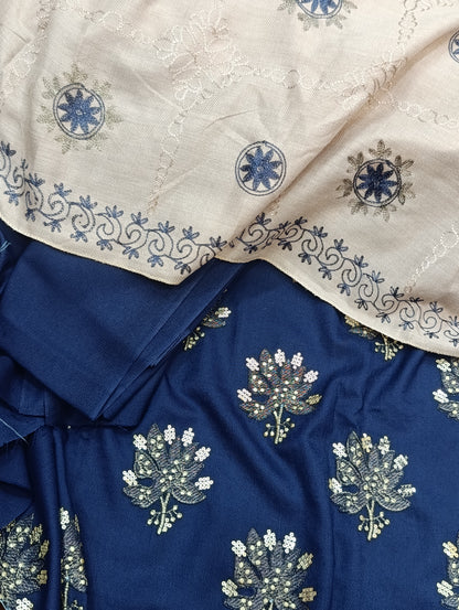 Heavy Embroidered Dhanak Shirt with Tila Sequence & Wool Shawl | Side Sleeves | 45 Inch Length ZINKNEWPATTA