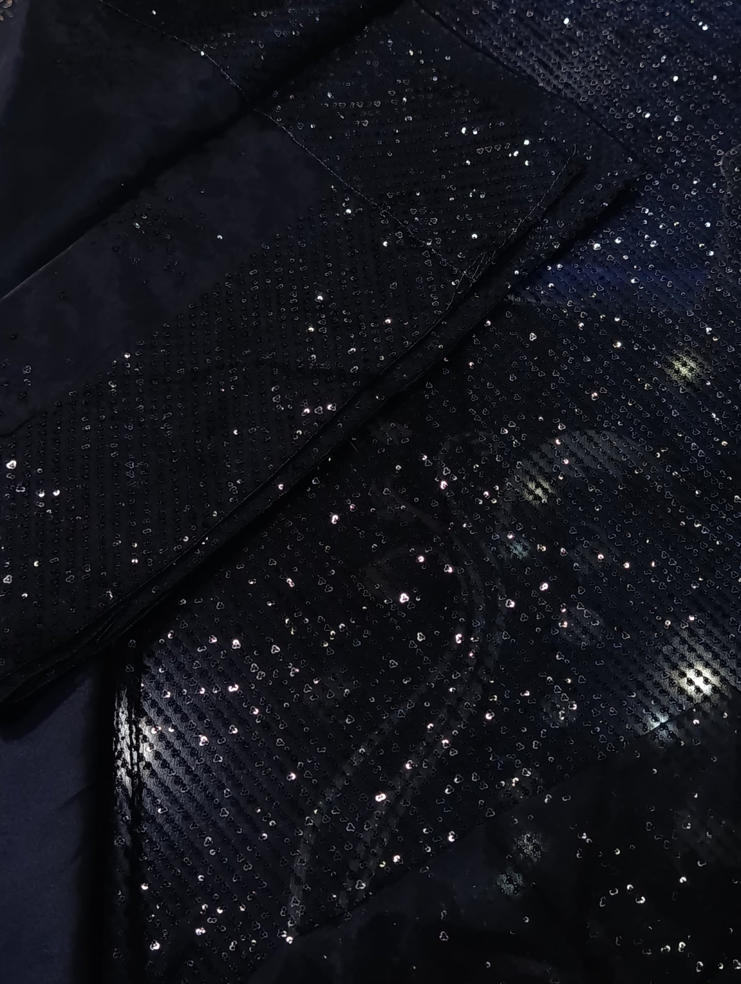 Nureh Inspired Heavily Sequined Chiffon Dress | Silk Trouser & Organza Dupatta BLACK
