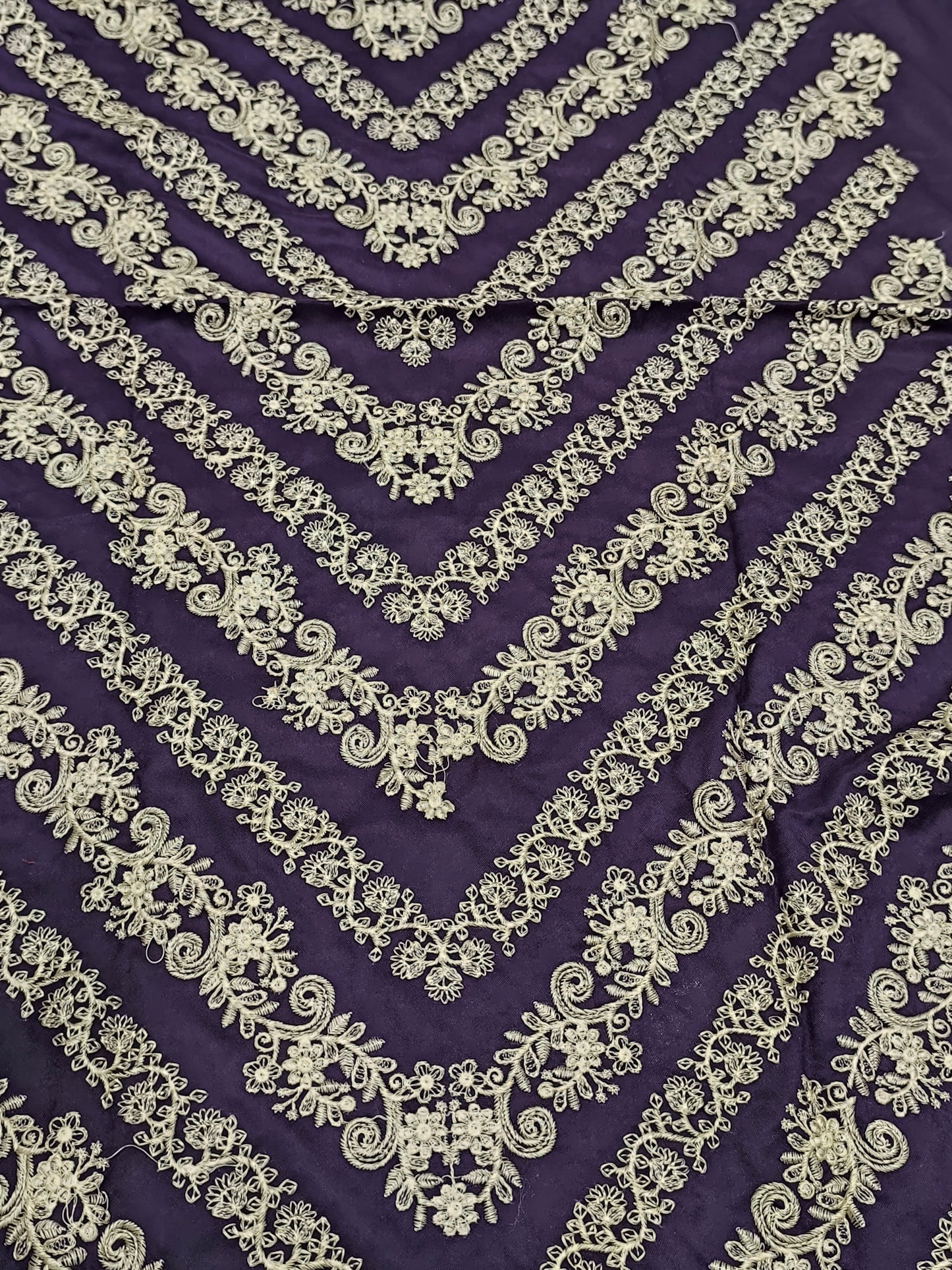 2-Piece Dhanak Suit – Heavy Embroidered Front PLUM V