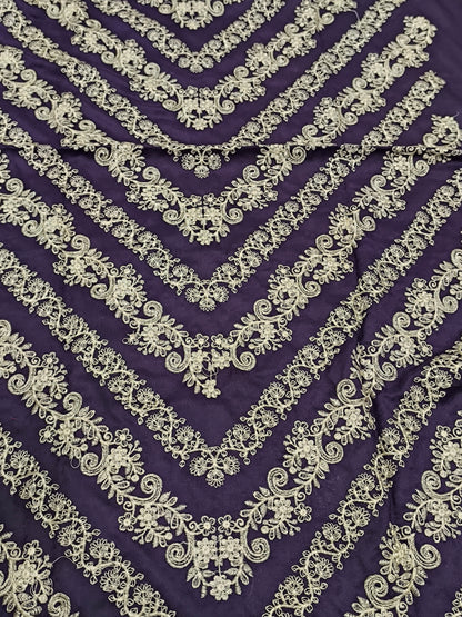 2-Piece Dhanak Suit – Heavy Embroidered Front PLUM V
