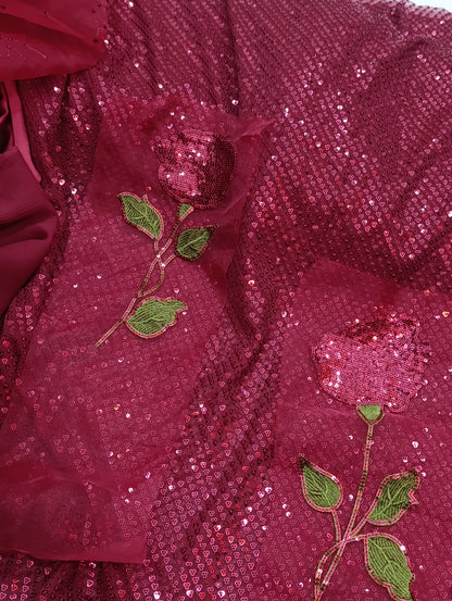 Nureh Dupe Fancy Wedding Wear – Heavy Sequence Party Wear Dress with Organza Dupatta maroon