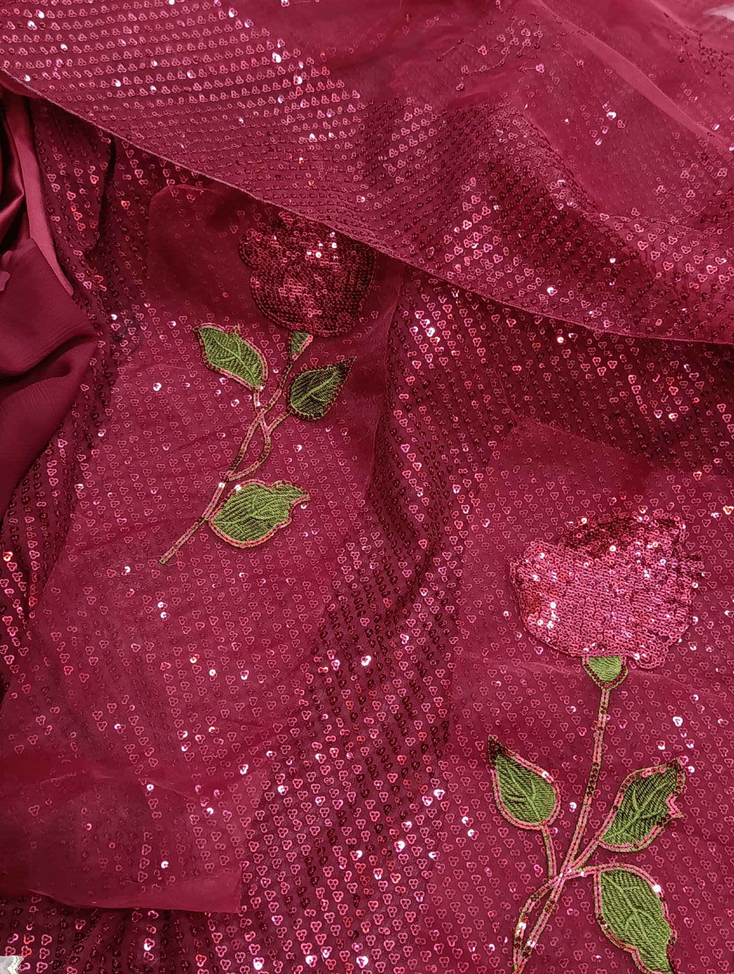 Nureh Dupe Fancy Wedding Wear – Heavy Sequence Party Wear Dress with Organza Dupatta maroon