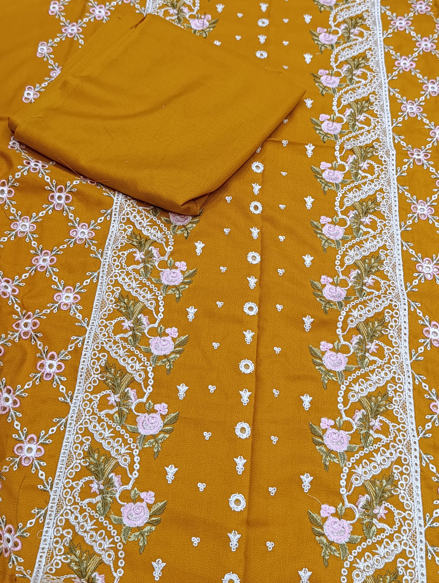 Winter Dhanak 2PC Suit – Heavy Embroidery musturd sobia nazir