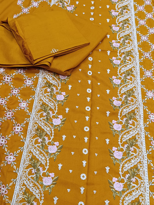 Winter Dhanak 2PC Suit – Heavy Embroidery musturd sobia nazir