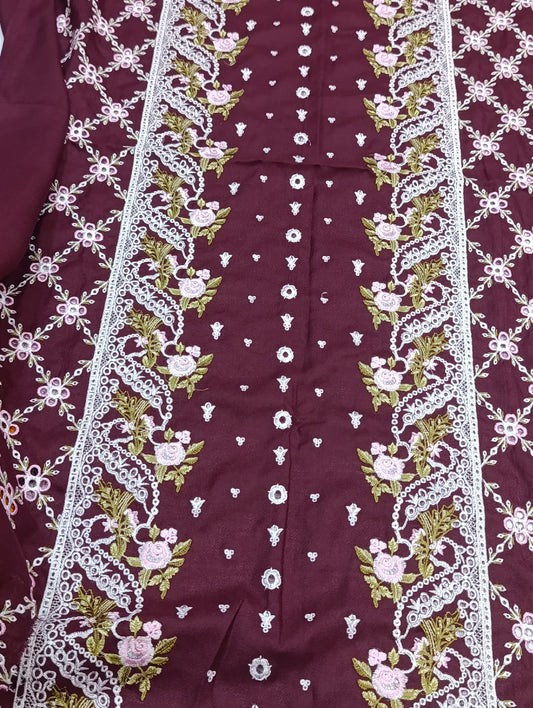 Winter Dhanak 2PC Suit – Heavy Embroidery maroon sobia nazir