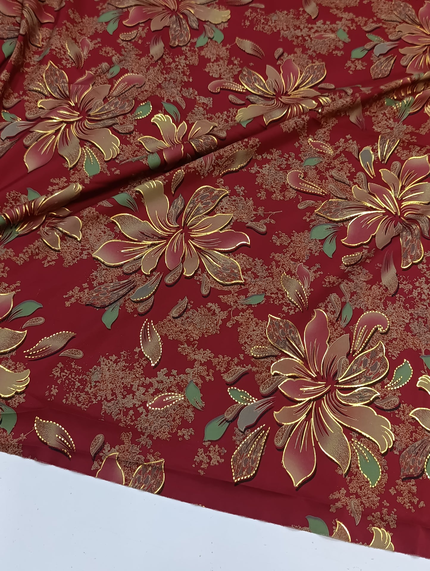 China Silk 2PC Suit – Gold Print Design maroon