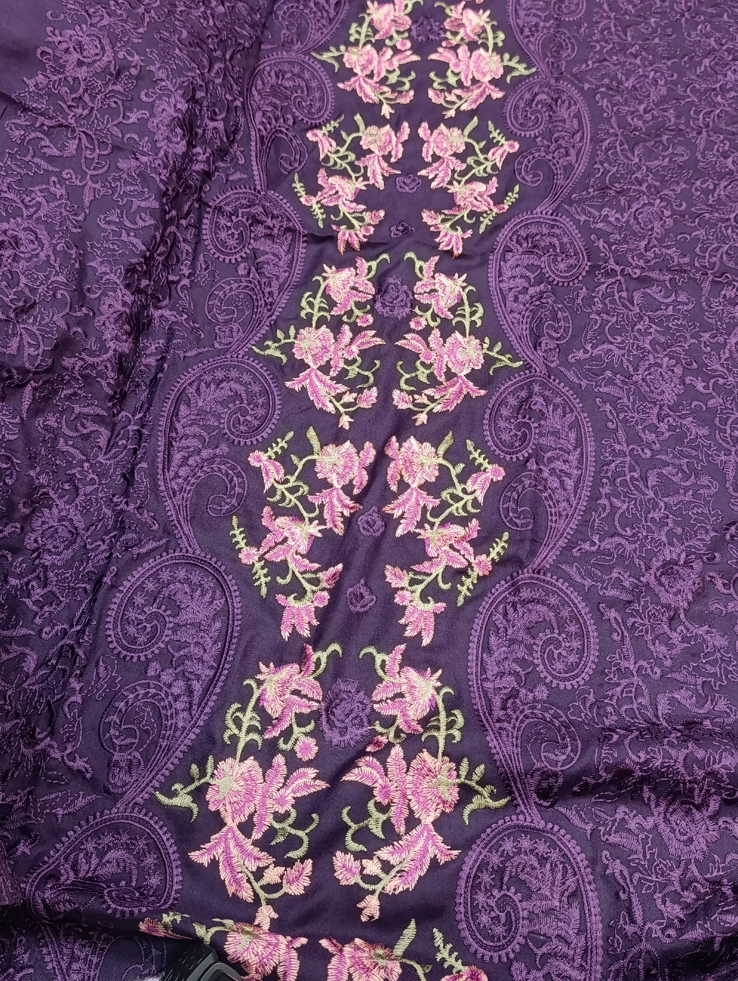 Winter Dhanak 3PC Suit – Heavy Embroidery with Shawl pure design PURPLE
