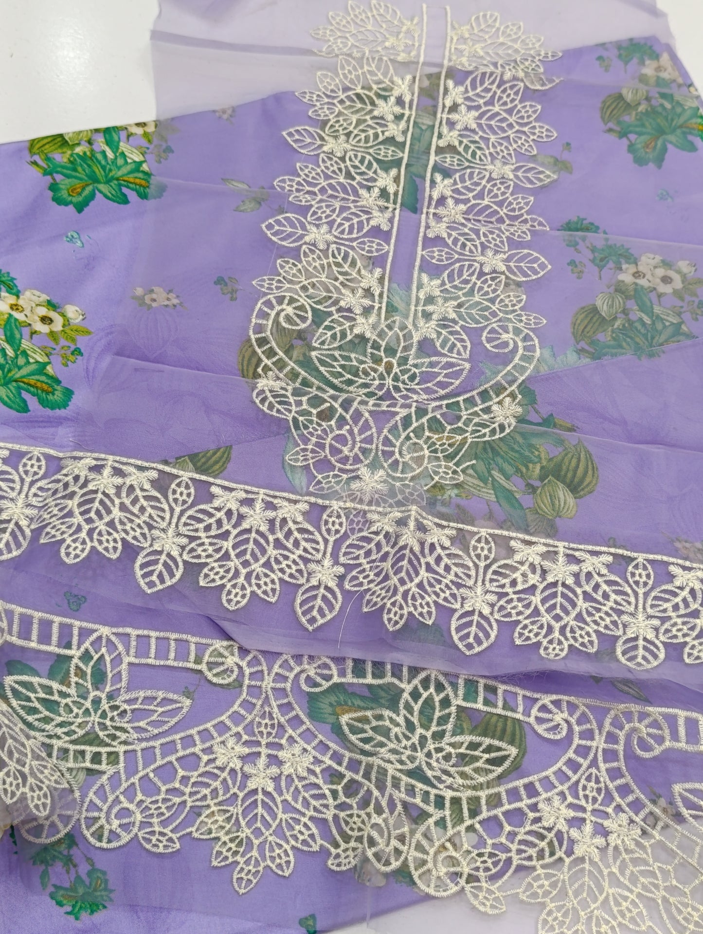 Elaf Dupe Linen 3PC Suit with Embroidered Patches elaf lilac