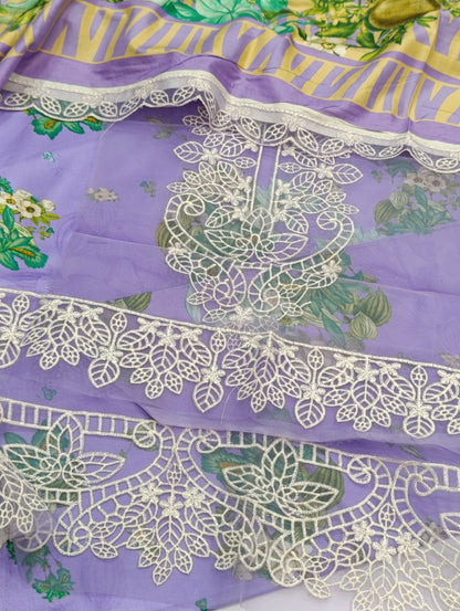 Elaf Dupe Linen 3PC Suit with Embroidered Patches elaf lilac