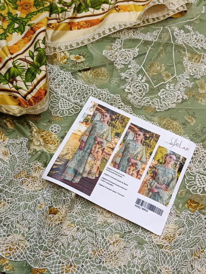 Elaf Dupe Linen 3PC Suit with Embroidered Patches elaf pista