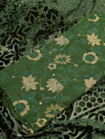 Palachi Shawl 3PC Dhanak Winter Suit green palachi flower