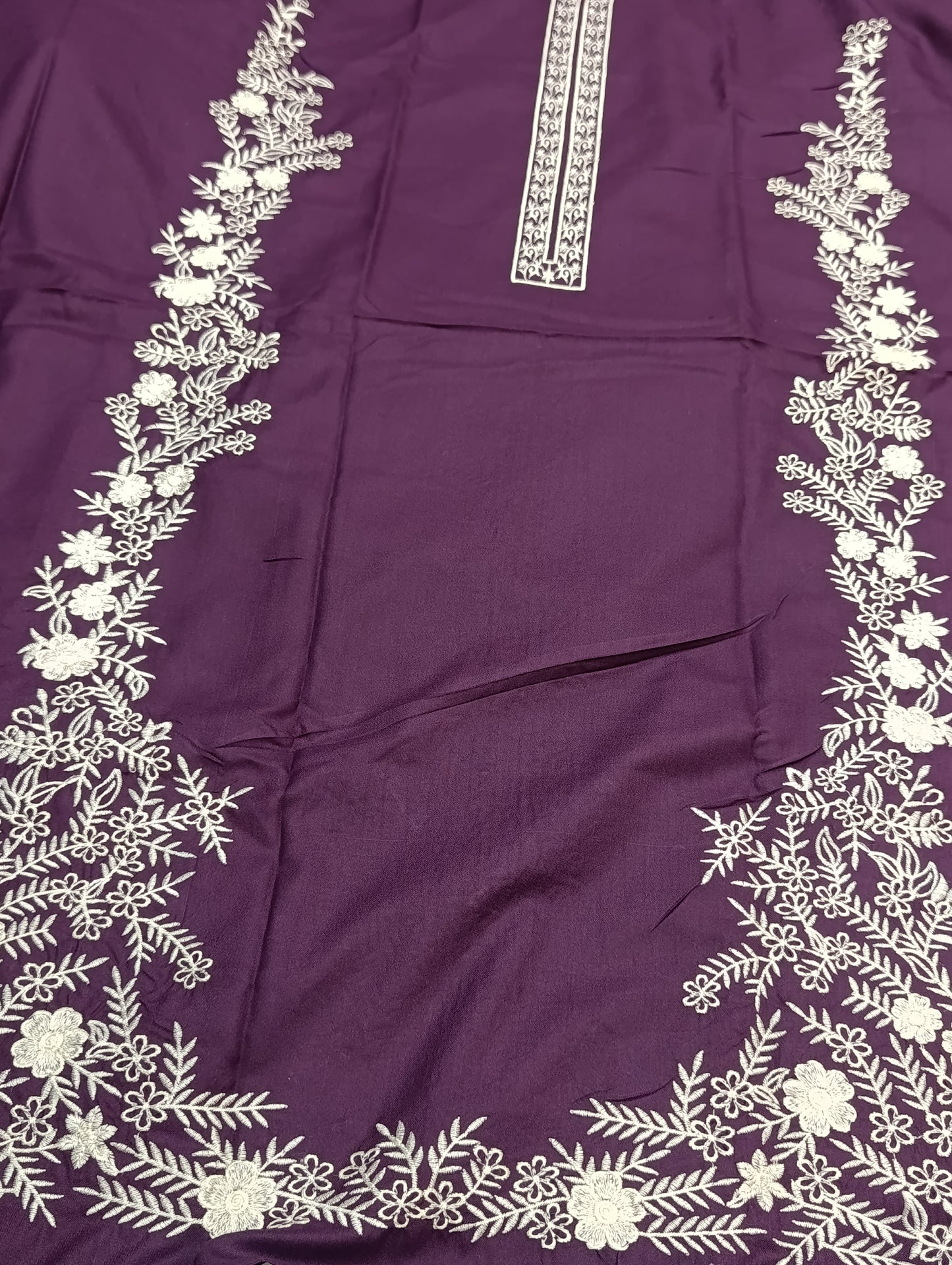 Winter Dhanak 2PC Suit – Side Chalk Embroidery PURPLE