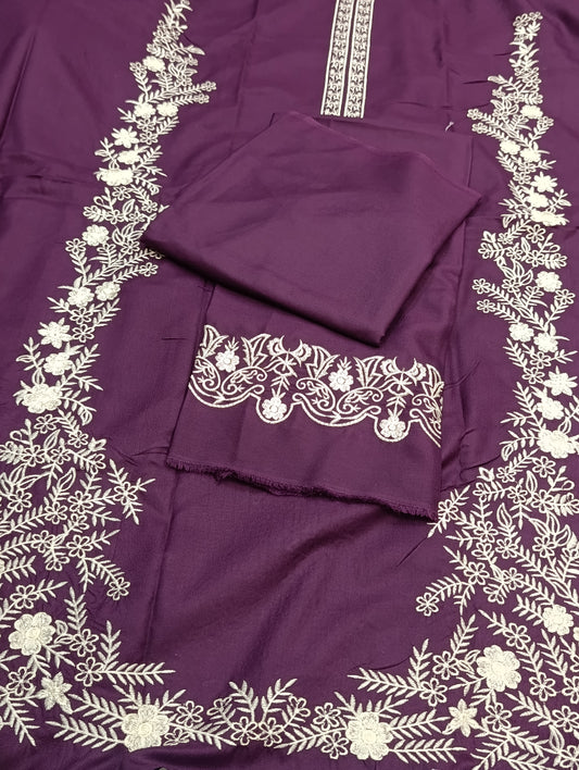 Winter Dhanak 2PC Suit – Side Chalk Embroidery PURPLE