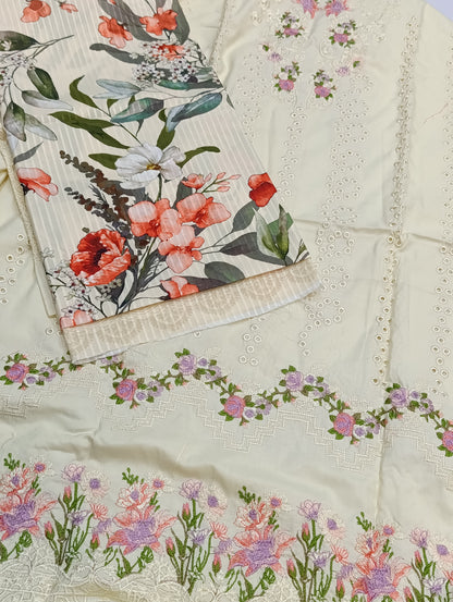 Winter Dhanak 3PC Suit – Heavy Embroidery with Printed Dupatta crimson off white fsd