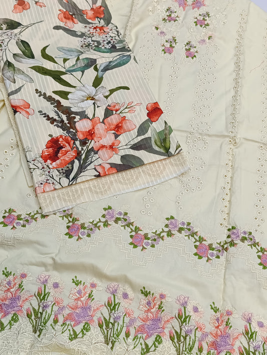 Winter Dhanak 3PC Suit – Heavy Embroidery with Printed Dupatta crimson off white fsd