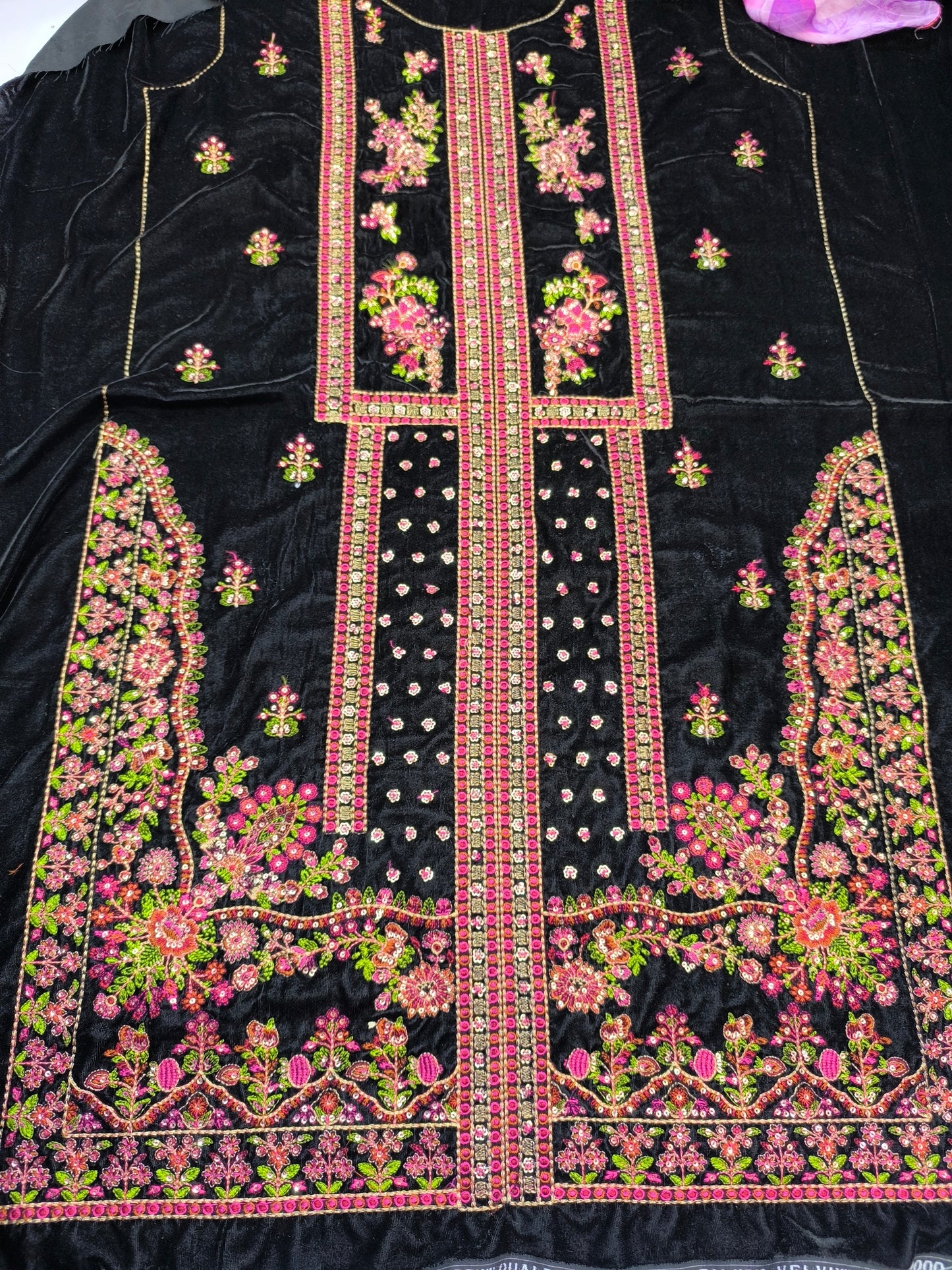 Aneel’s Luxury Velvet Suit – Heavy Embroidered Formal Wear BLACK