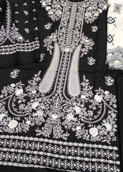 HUSSAIN REHAR DUPE 3PC BLACK WHITE