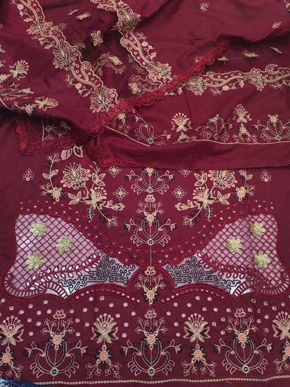 3PC DHANAK LUXURY TULIP MAROON