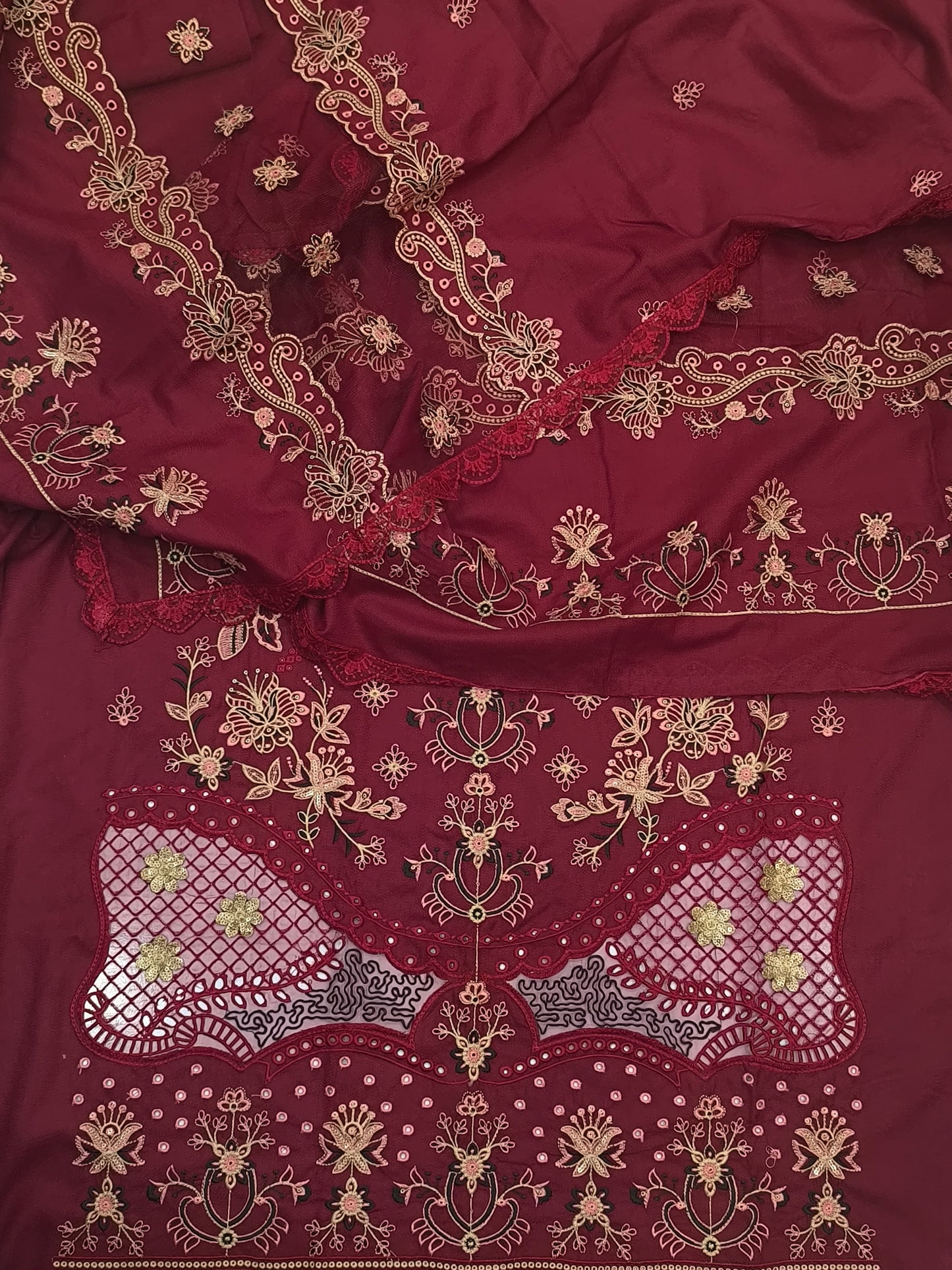 3PC DHANAK LUXURY TULIP MAROON