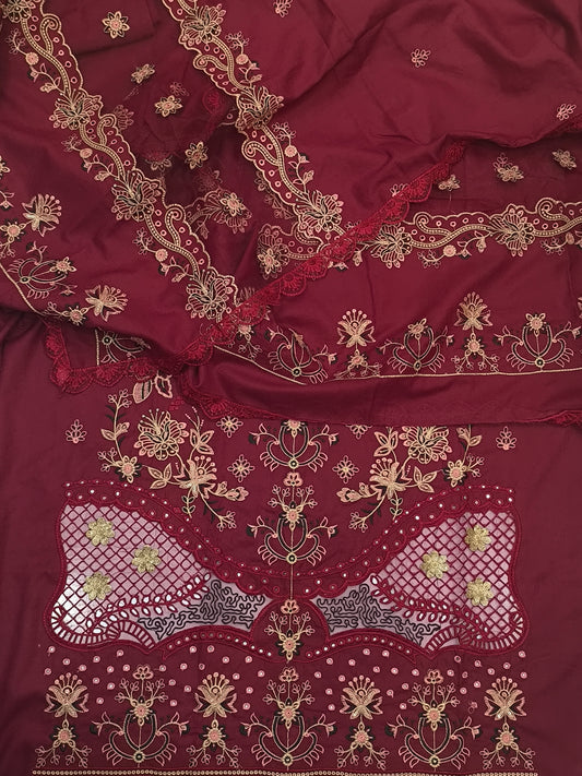 3PC DHANAK LUXURY TULIP MAROON