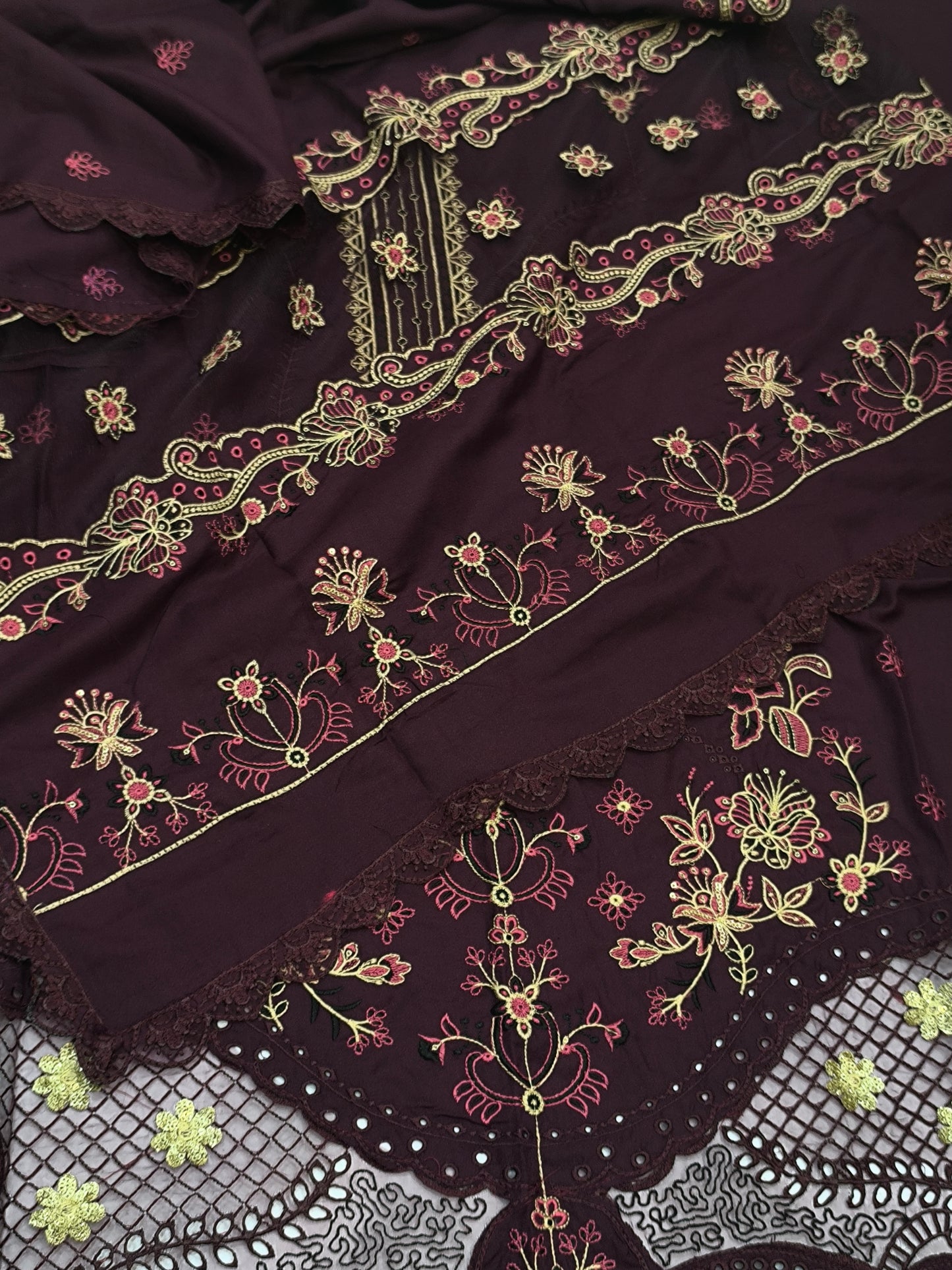 3PC LUXURY DHANAK TULIP PLUM