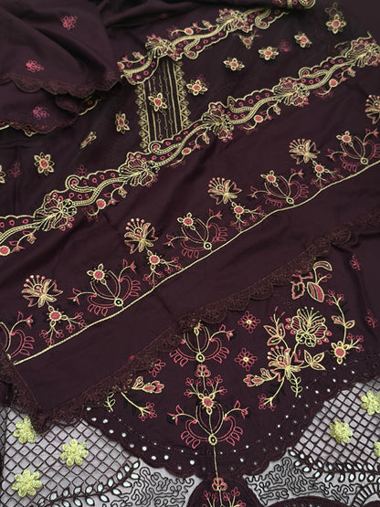 3PC LUXURY DHANAK TULIP PLUM