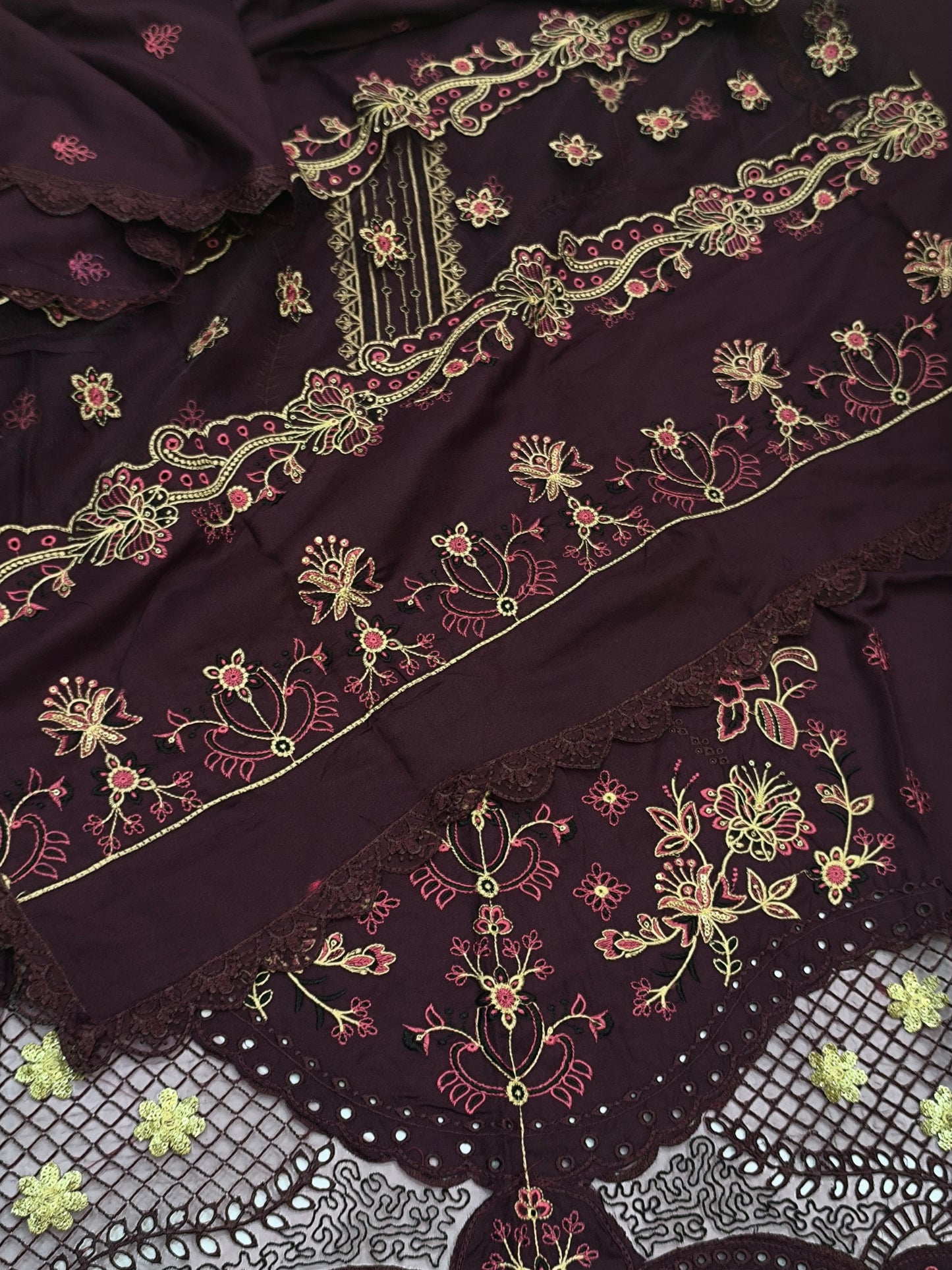 3PC LUXURY DHANAK TULIP PLUM