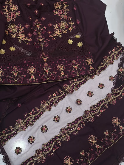 3PC LUXURY DHANAK TULIP PLUM