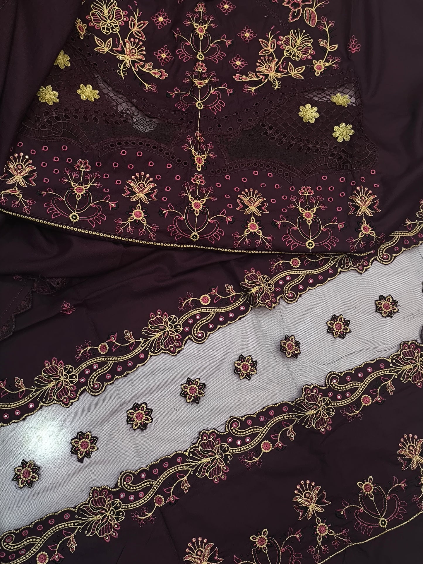 3PC LUXURY DHANAK TULIP PLUM