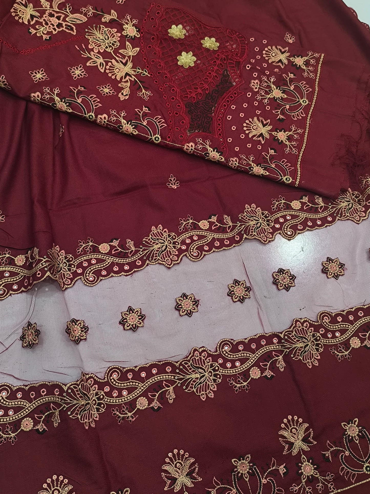 3PC DHANAK LUXURY TULIP MAROON